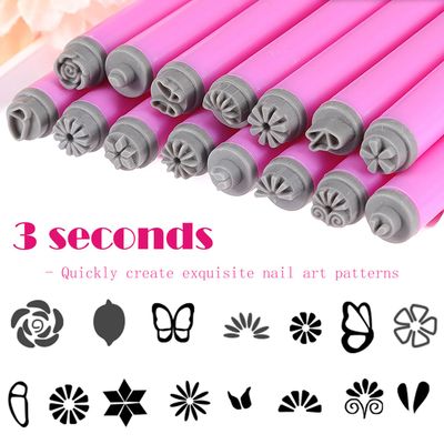 SILPECWEE 15PCS Nail Stamp Pen Set, Nail Flower Design Stamping Tools Butterfly Snowflake Floral Nail Art Stamper Pen Manicure for Women &amp; Girls DIY Home Salon Accessories