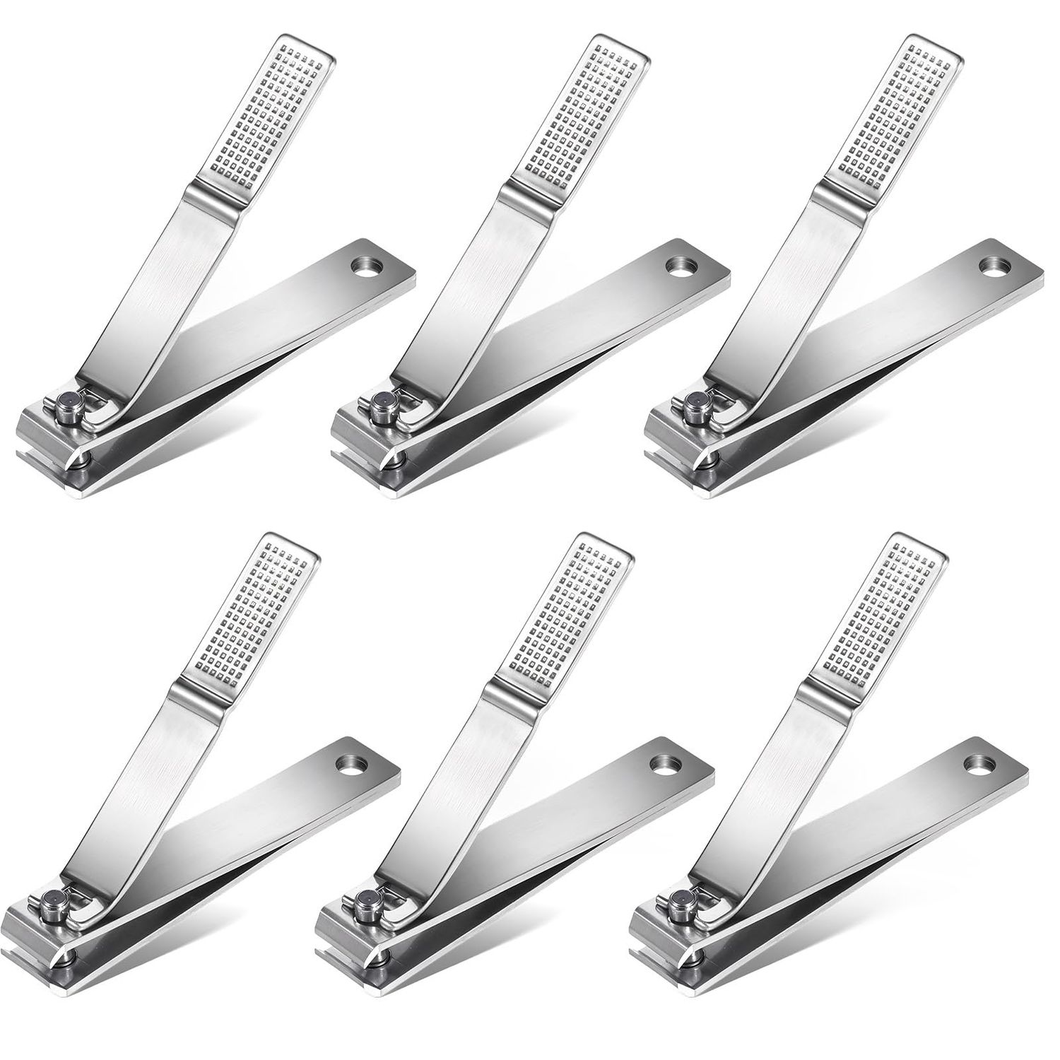 6 Pieces Straight Nail Clippers for Thick Nails Edge Toenails Clippers Stainless Steel Nails Cutters Heavy Duty Fingernail Clipper for Men Women