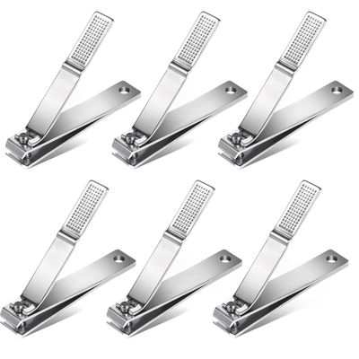 6 Pieces Straight Nail Clippers for Thick Nails Edge Toenails Clippers Stainless Steel Nails Cutters Heavy Duty Fingernail Clipper for Men Women
