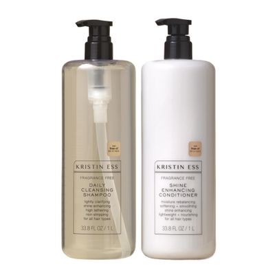Kristin Ess Hair Fragrance Free Shampoo and Conditioner 1 Liter Set for Sensitive Skin and Scalp - Sulfate Free and Color Safe Shampoo and Conditioner - Hydrating Moisturizing - Vegan Cruelty Free