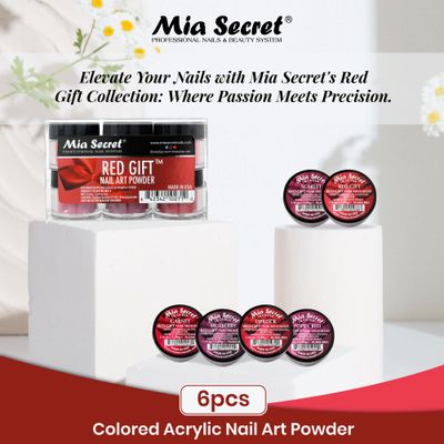Mia Secret Red Gift Nail Art Powder - 6 Piece Collection - 1/4 Ounce Each