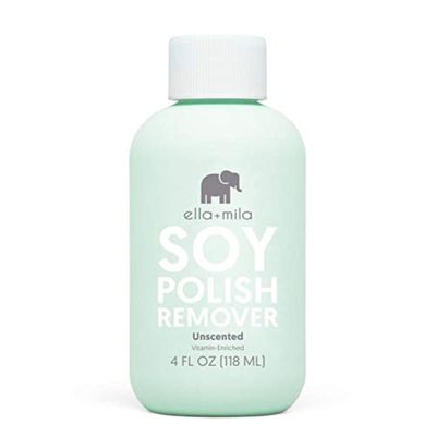 ellamila Soy Nail Polish Remover Non-Acetone Nail Polish Remover - Non-Toxic Fingernail Polish Remover - For Natural Nail Polishes - Unscented &amp; Enriched With Vitamins A, C &amp; E(4 fl oz) Teal