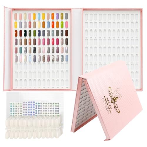 Professional 216 Nail Colors Chart, Nail Gel Polish Organizer Display Card Book, Nail Art Salon Nail Swatch Stick Card board Painting Practice Book