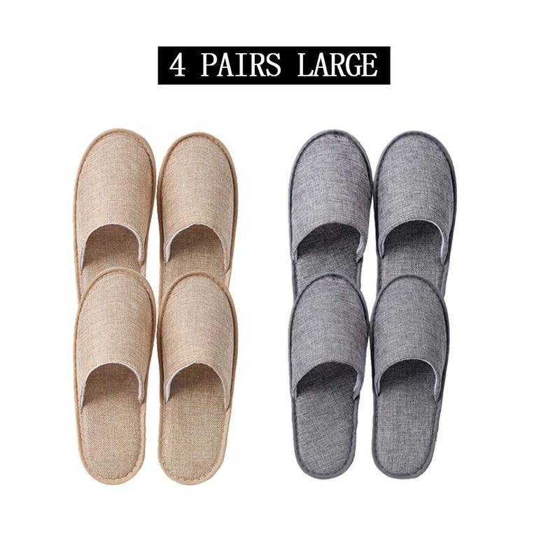 UILB 10 Pairs Guest Disposable Slippers for House, Family, Spa, Hotels Office - Mixed Multi-Color Slippers Home Party, Housewarming, Open House. (10 Linen)