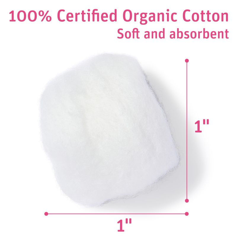 Simply Soft Premium Organic Cotton Balls, 600 Count (3 Bags) 100 Pure Cotton, Certified Organic, Hypoallergenic, Large, Soft &amp; Absorbent for Beauty, Cosmetics, Skin Care, Lint Free
