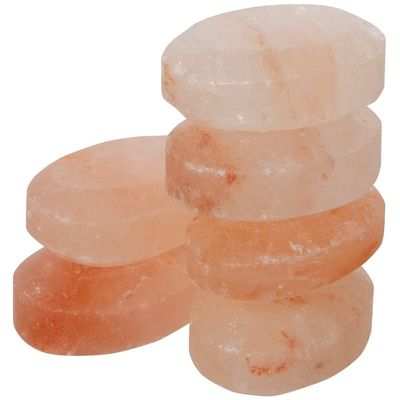 Pure Himalayan Salt Works Flat Oval Massage Stone, Pink Crystal Hand-Carved Stone for Massage Therapy, Deodorant and Salt and Sugar Scrubs, 2.5 W x 3.5 L x 1 D (Pack of 6)