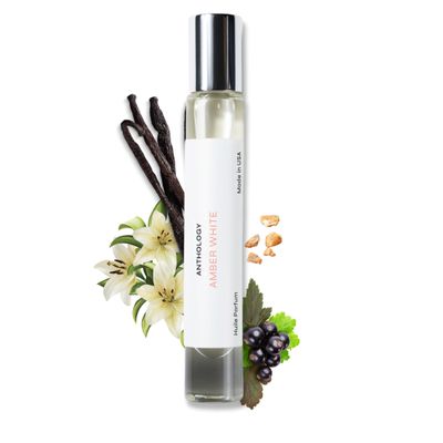 Anthology Amber White Roll on Perfume Oil for Women 0.3oz 9 ML | Amber, Vanilla, Sandalwood | Alcohol Free Rollerball | Clean &amp; Cruelty-Free Fragrance