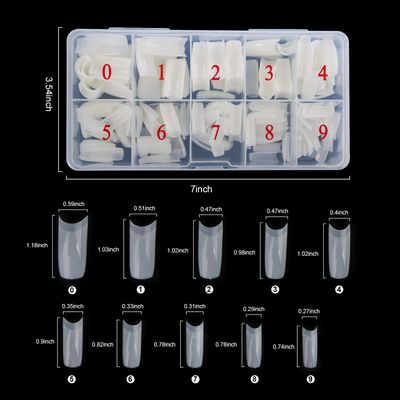 Abodhu Acrylic Natural Nail Tips Kit 500 Pcs French Tip Nails Set Square Half Cover False Nails with Glue, Files, Clipper, Storage Case, Nail Art for Salons and Home DIY, 10 Sizes