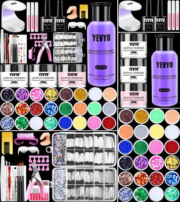 Acrylic Nail Kit With Everything For Beginners, Professional Nail Starter Kit , 24 Color Glitter Acrylic Powder and Liquid Monomer Set, Nail Glitter And DIY Nail Art Tools