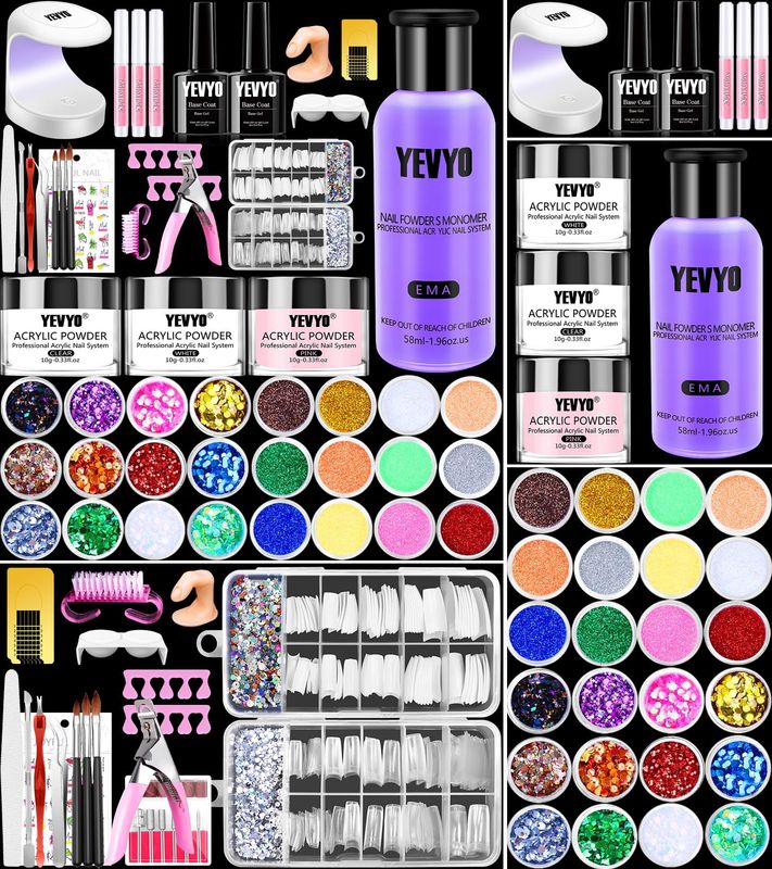 Acrylic Nail Kit With Everything For Beginners, Professional Nail Starter Kit , 24 Color Glitter Acrylic Powder and Liquid Monomer Set, Nail Glitter And DIY Nail Art Tools