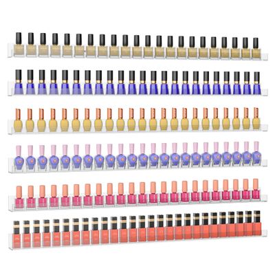 Sezanrpt Nail Polish Rack Shelf for Wall, Clear Organizer Wall Mounted, 32 Inches Acrylic Shelf for 192 Bottles, 6 Pack