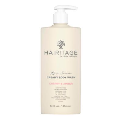 Hairitage Its A Dream Cherry &amp; Amber Scented Creamy Body Wash for Women, Men &amp; Kids - Aa Fruit Extract for All Skin Types - Vetiver &amp; Guaiac Wood Essential Oils - Removes Skin Impurities, 14 fl oz.