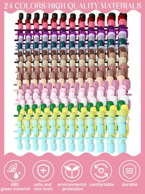 576 Pieces Kids Short Glossy Press on Nails, TOROKOM Children False Nails 24 Colors Glossy Acrylic Nails Art Tip for Kids Short Square Full Cover Fake Nails for Women Girls