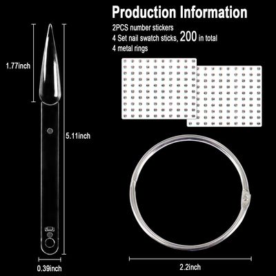 Allstarry 200 Pcs Clear &amp; Natural Nail Swatch Sticks with Ring and Numbered Tips Pointed Shaped Nail Art Polish Display Tips, False Nail Sample Sticks, Sacks of Transparent Nail Practice for Manicure