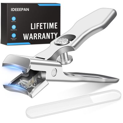 IDEEEPAN Nail Clippers for Seniors Thick Nails - Sharp Heavy Duty Large Wide Jaw Fingernail and Toenail Clippers with Catcher, for Adults, Men &amp; Women (Silver)