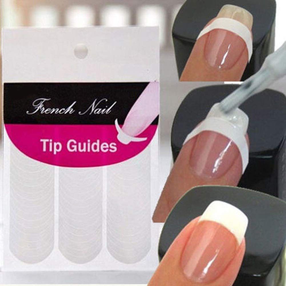 White Nail Sticker, 240 Pcs Manicure Nail Art Tips Form Guide Sticker Edge Tape DIY Stencil Tool Stickers and Decals