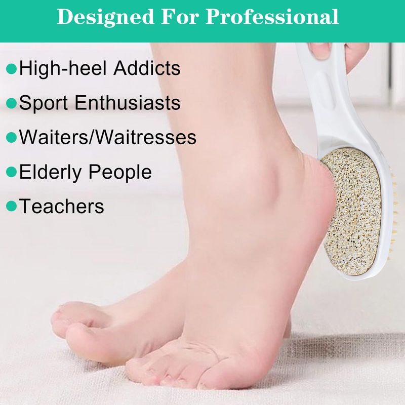 JIEYAO 2 in 1 Foot Pumice Stone Brush, Foot Brushes &amp; Pumice Exfoliator Pedicure Tools, Shower Foot Scrubber Brush Double-Sided Pumice Foot File Dead Skin Callus Remover for Foot Care