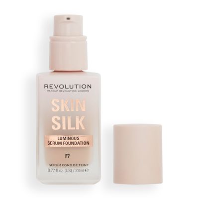 Revolution, Skin Silk Serum Foundation, Light to Medium Coverage, Lightweight &amp; Radiant Finish, Contains Hyaluronic Acid, F7 Light Skin Tones, 0.77 fl oz