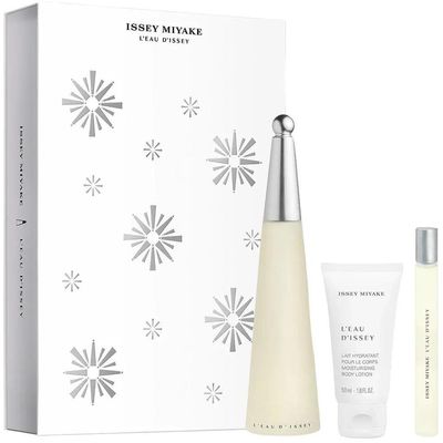 Issey Miyake Leau Dissey 3-Piece Set for Women, (3.4 Eau De Toilette Spray 0.33 Oz Eau De Toilette Spray 1.6 Oz Body Lotion)