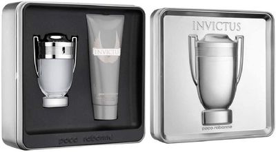 Paco Rabanne Invictus For Men 2 Piece Set Tin Box (3.4 Oz Eau De Toilette Spray 3.4 Oz All Over Shampoo), multi color