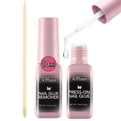Super Strong Nail Glue for Press On Nails, 3-in-1 Nail-Glue, Stick and Nails Remover Set, Quick-Dry, Waterproof Long-Lasting Liquid Fake Nailglue, Perfect for Acrylic Nails, False Nails &amp; Nail Art