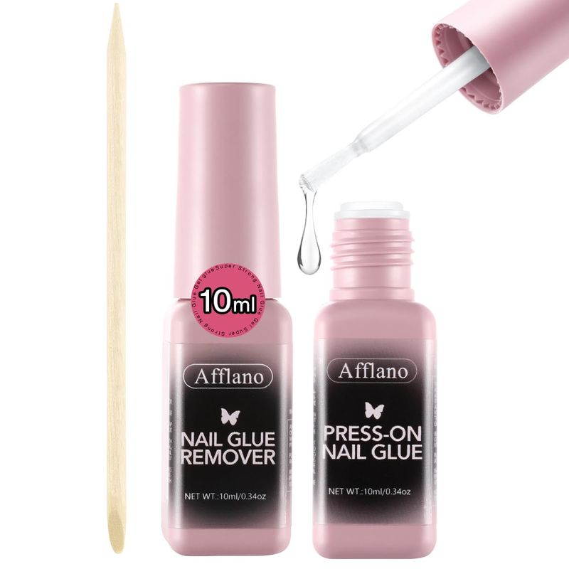 Super Strong Nail Glue for Press On Nails, 3-in-1 Nail-Glue, Stick and Nails Remover Set, Quick-Dry, Waterproof Long-Lasting Liquid Fake Nailglue, Perfect for Acrylic Nails, False Nails &amp; Nail Art