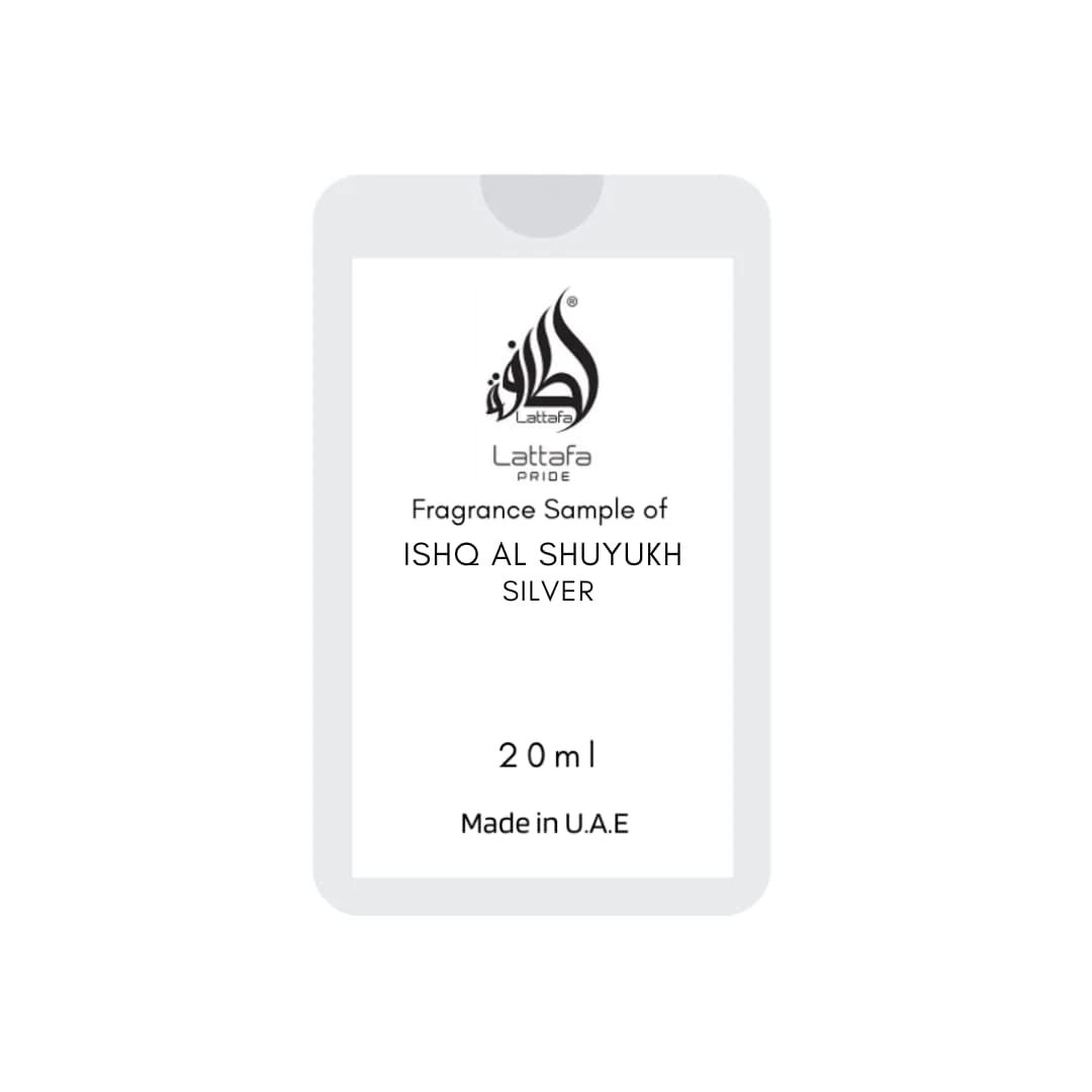 Lattafa Perfumes Ishq Al Shuyukh Silver for Unisex Eau de Parfum Trial Size Spray, 20ml/0.67 Ounce