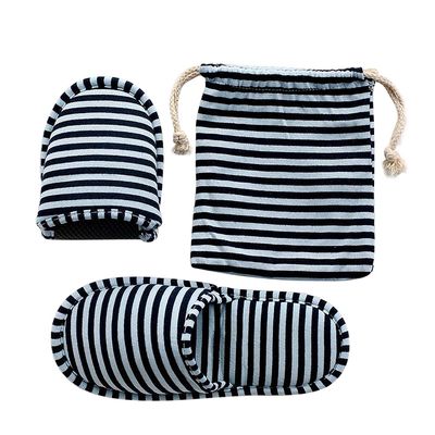 Portable Spa Slippers Non-disposable Foldable Guest Cotton Indoor House Shoes Stripes Non-Slip Washable Travel Hotel Slippers for Women Men