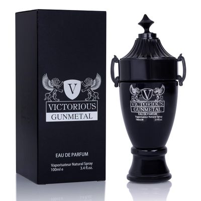 Victorious Gunmetal for Men Eau De Parfum - Fascinating Heart of Olibanum &amp; Lavender - Spray Cologne for Everyday Use - Powerful and Intense Fragrance - Elegant 100 ml Bottle Precious Gift for Man