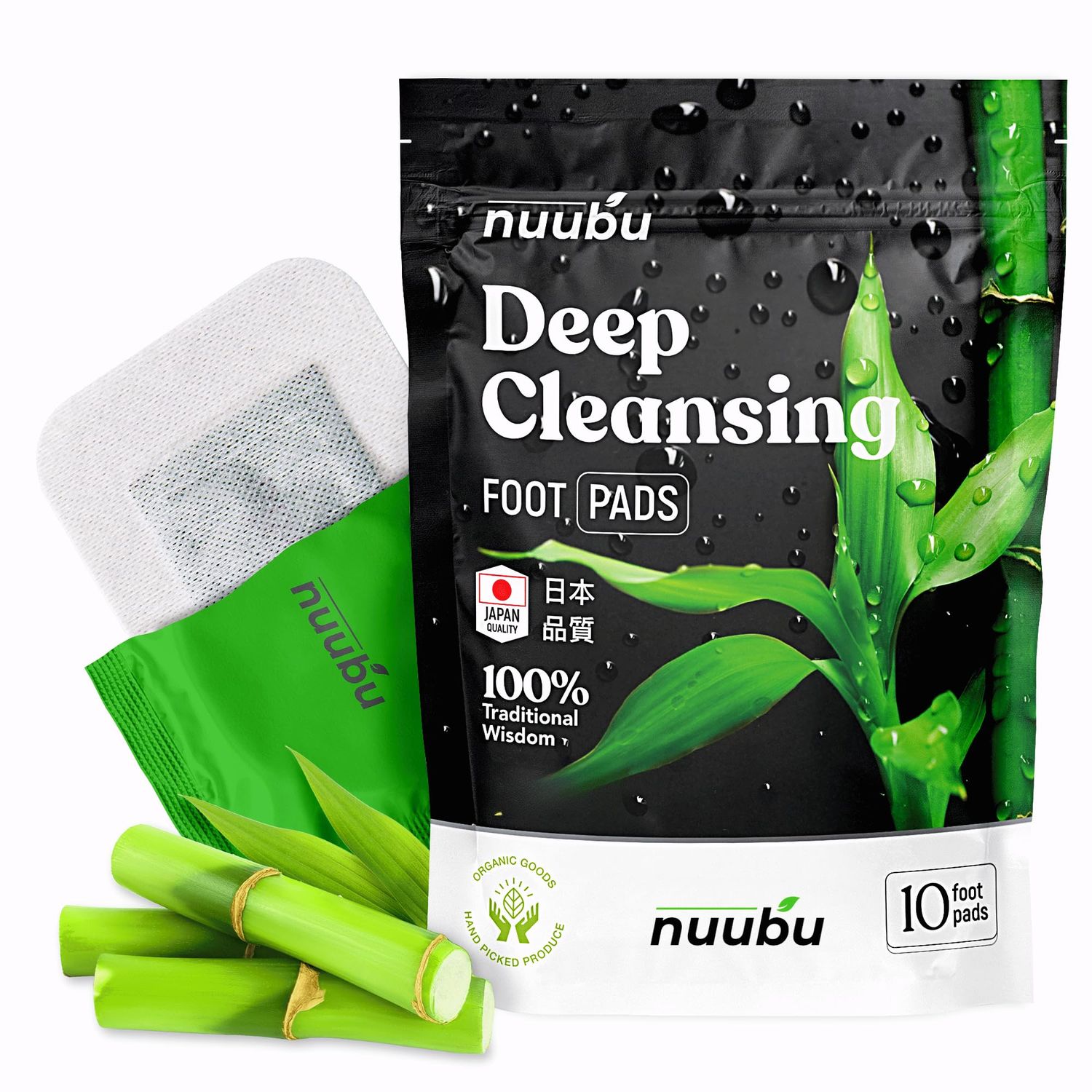 Nuubu | Deep Cleansing Foot Pads for Better Sleep &amp; Foot Care | Premium Japanese Organic Feet Pads with Ginger Powder (Pack of 1 | 10 Pc)