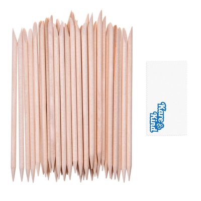Kare &amp; Kind 100x Double-Sided Orange Wood Nail Sticks - Cuticle Pusher Remover Cleaner - Manicure, Pedicure, DIY - Home, Nail Salon - for Beginners and Profesional Nail Technicians