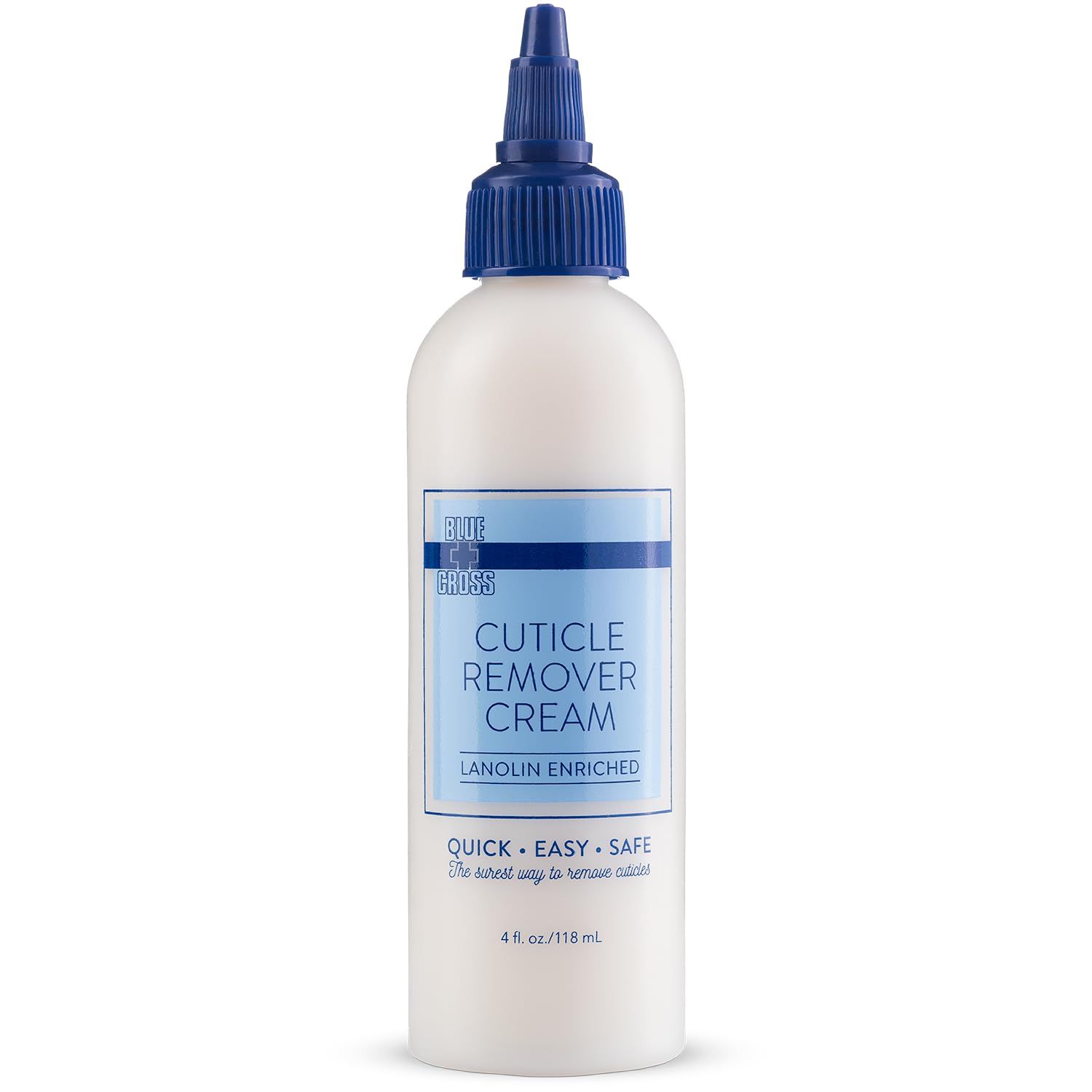 Blue Cross Cuticle Remover Cream for Dry Damaged Cuticles, Moisturizing Cuticle Softener for Nails, Professional Nail Care for Dry Manicures, Brittle Hang Nails, Made in USA, 4oz