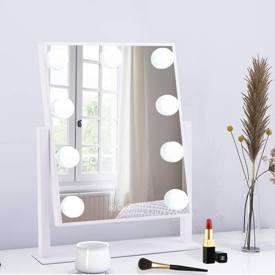 BWLLNI Lighted Makeup Mirror Hollywood Mirror Vanity Mirror with Lights, Touch Control Design 3 Colors Dimable LED Bulbs, Detachable 10X Magnification, 360Rotation, (White) 12 L x 14 W