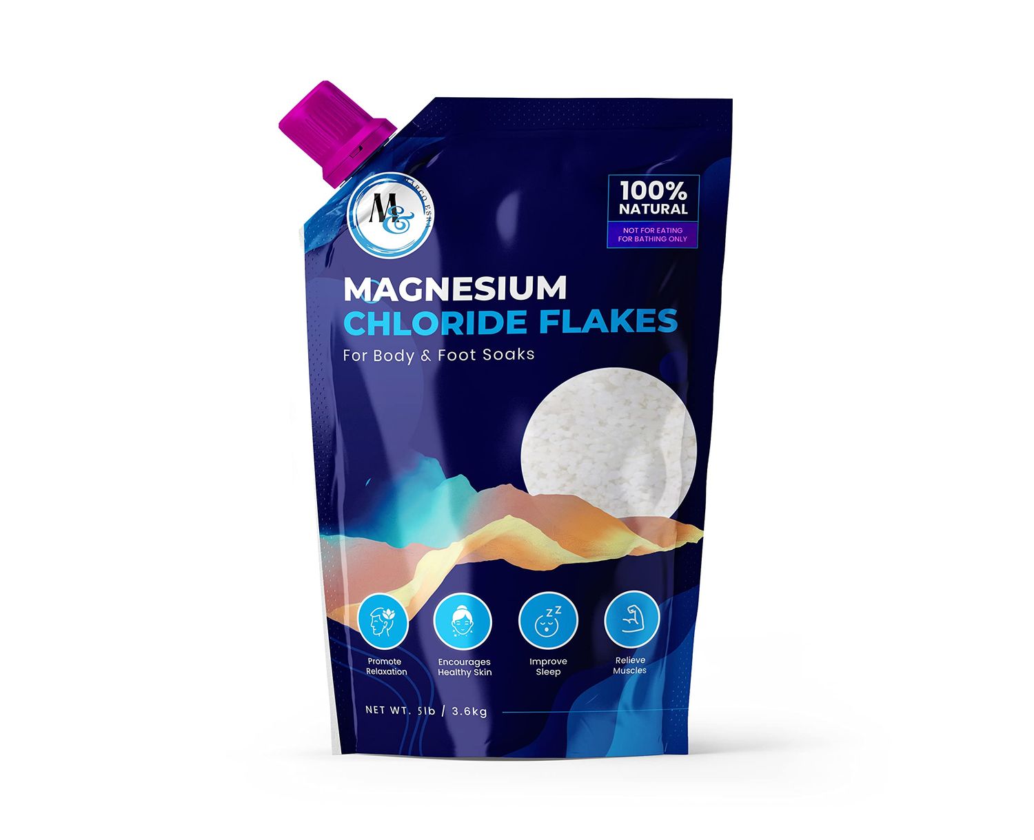Dead Sea Magnesium Flakes Bath Salts - Superior Alternative to Epsom Salt - Premium Mineral Supplements for Muscle Relief, Aches - Raw and Pure Sourced Natural Salts, Relaxing Bath Foot Soak (5 Lb.)