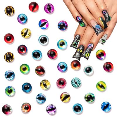 150Pcs Eye Nail Charms, Eyeball Charms for Nails, Dragon Eye Nail Charms, Animal Eyes Beads Decoration for Acrylic Nails, 3D Jewels Accessories for Nail Art Supply Manicure, Dolls, Halloween DIY Craft