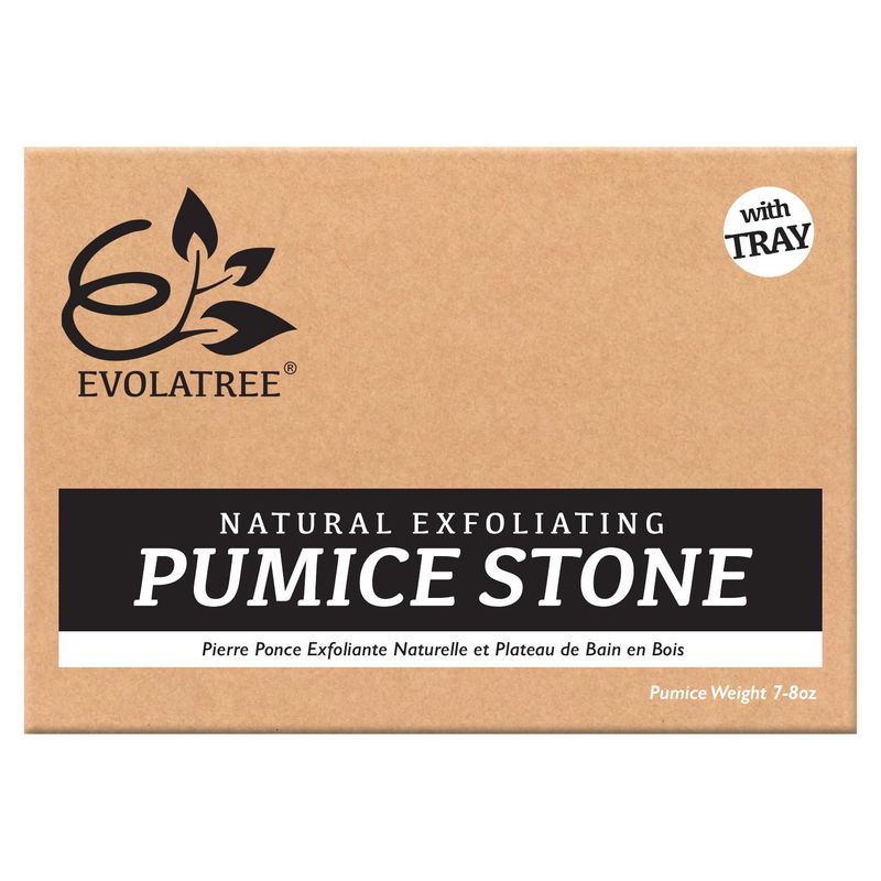 Evolatree Pumice Stone for Feet - Lava Foot Scrub, Cleaning &amp; Exfoliating Dead Skin, Corn &amp; Callus Remover for Hands Heels - Shower Bath Foot Scrubber &amp; Scraper Pedicure Care w/Bonus Wooden Soap Tray