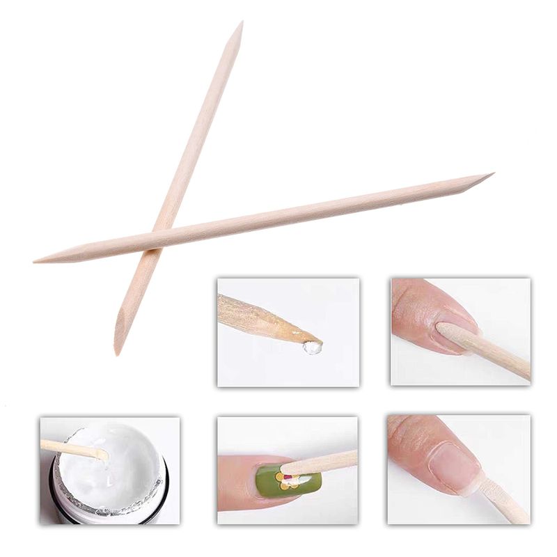 Kare &amp; Kind 100x Double-Sided Orange Wood Nail Sticks - Cuticle Pusher Remover Cleaner - Manicure, Pedicure, DIY - Home, Nail Salon - for Beginners and Profesional Nail Technicians