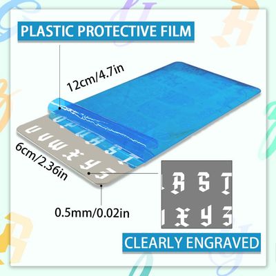 PH PandaHall 3PCS English Letter Nail Stamp Plate Personalized Letter Print Nail Stencils Stainless Steel Nail Template for English Alphabet Number Nail Art Design Image Plate 4.7x2.4 inches