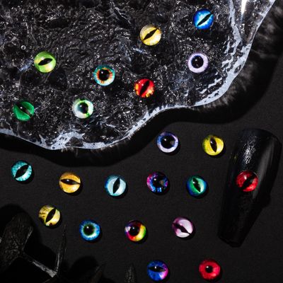150Pcs Eye Nail Charms, Eyeball Charms for Nails, Dragon Eye Nail Charms, Animal Eyes Beads Decoration for Acrylic Nails, 3D Jewels Accessories for Nail Art Supply Manicure, Dolls, Halloween DIY Craft