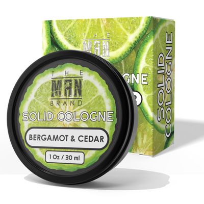 The Man Brand Solid Cologne Mens Bergamot and Cedar Solid Cologne Balm, Wax Bergamot Cologne for men, Solid Perfume with a Citrus Bergamot Scent (1 Ounce, Bergamot Perfume Mens Cologne Balm)