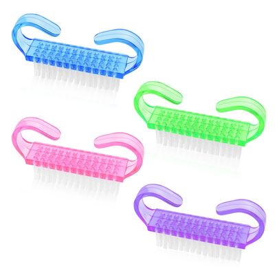 4 Pack Handle Grip Nail Brush for Fingernail Hand Cleaning Scrub Brushes Fingernail Cleaner Nails Scrubber Brushes for Toes Fingernails Women and Men Pedicure Fingernail Scrubbing Brush Kit (4 Colors)