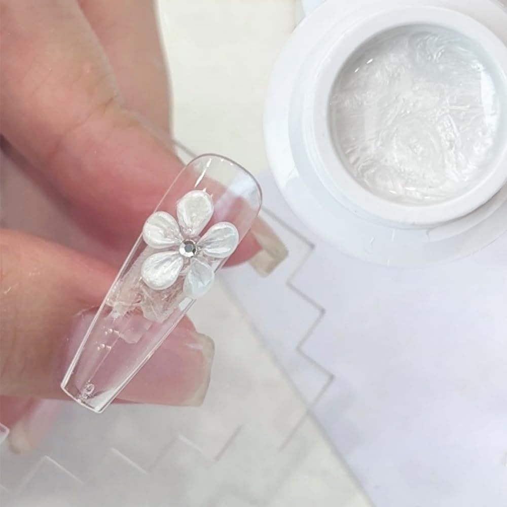 SMAILXIIYUE Solid 3D Sculpting Gel For Nail Art, Pearl White 3d Gel Nail Art Molding Gel For Nails Soak Off Polish Flowers Design Modeling Tool (Pearl White, S)