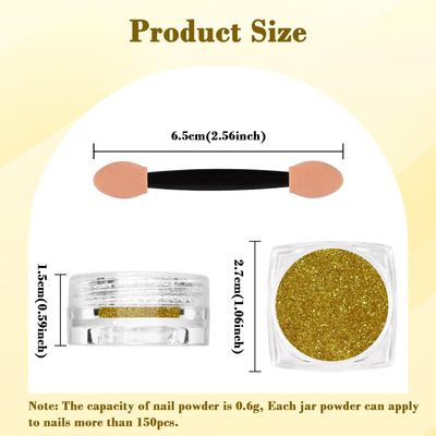 SIUSIO Chrome Nail Powder, Metallic Mirror Effect Chrome Powder Holographic Shimmer Glitter Dust Manicure Decoration Nail Art Pigment for DIY Gel Polish Nail Art, Resin Craft, Salon, Gifts - Gold