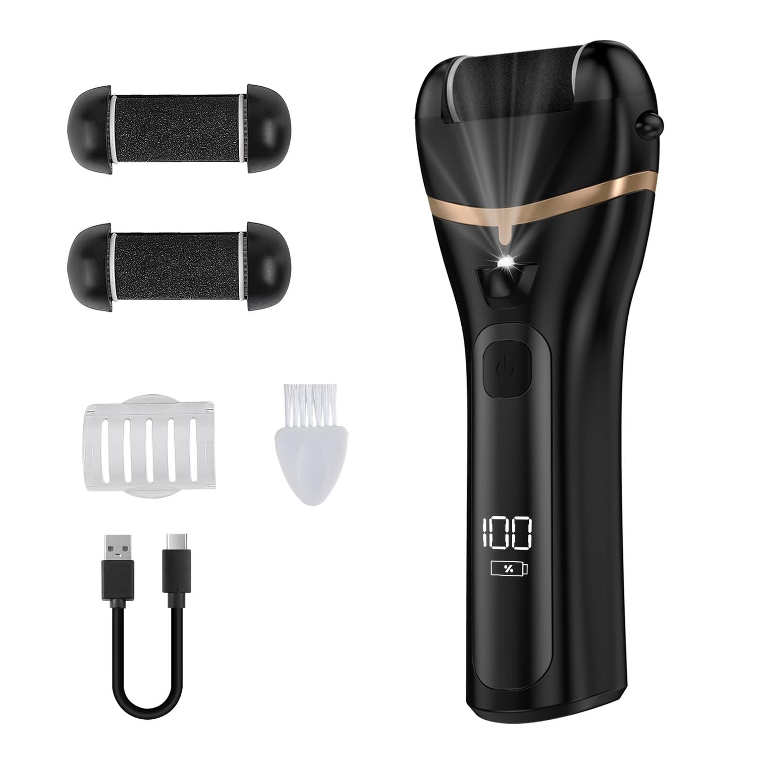 Electric Foot Callus Remover, Rechargeable 2 Speed Electronic Foot File Pedicure Kits Foot Scrubber File with 3 Grinding Heads for Hard Cracked Dry Dead Skin.