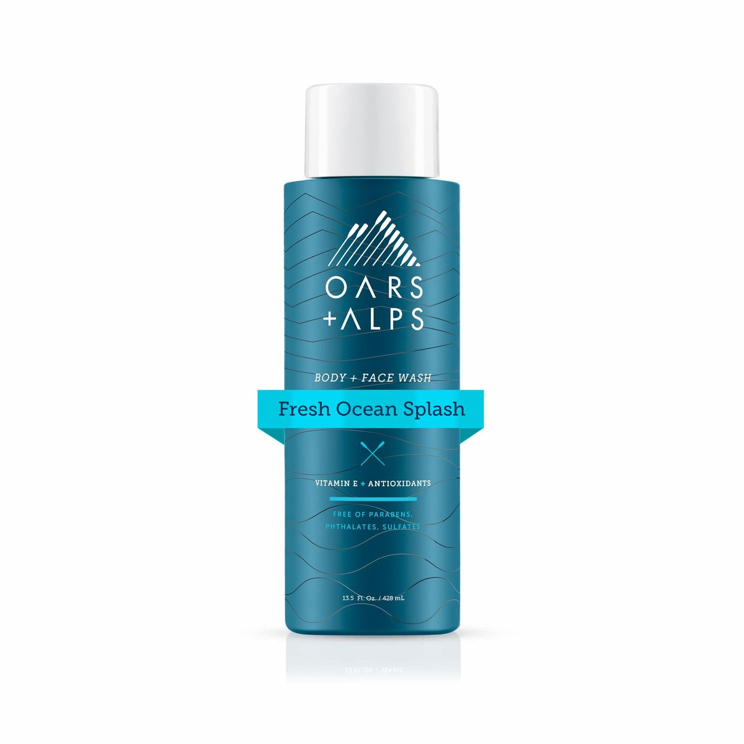 Oars Alps Mens Moisturizing Body and Face Wash, Skin Care Infused with Vitamin E and Antioxidants, Sulfate Free, Fresh Ocean Splash, 1 Pack