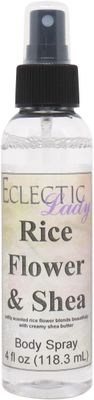 Eclectic Lady Rice Flower and Shea Body Spray, 16 ounces, Body Mist for Women with Clean, Light &amp; Gentle Fragrance, Cologne with Soft, Subtle Aroma For Daily Use