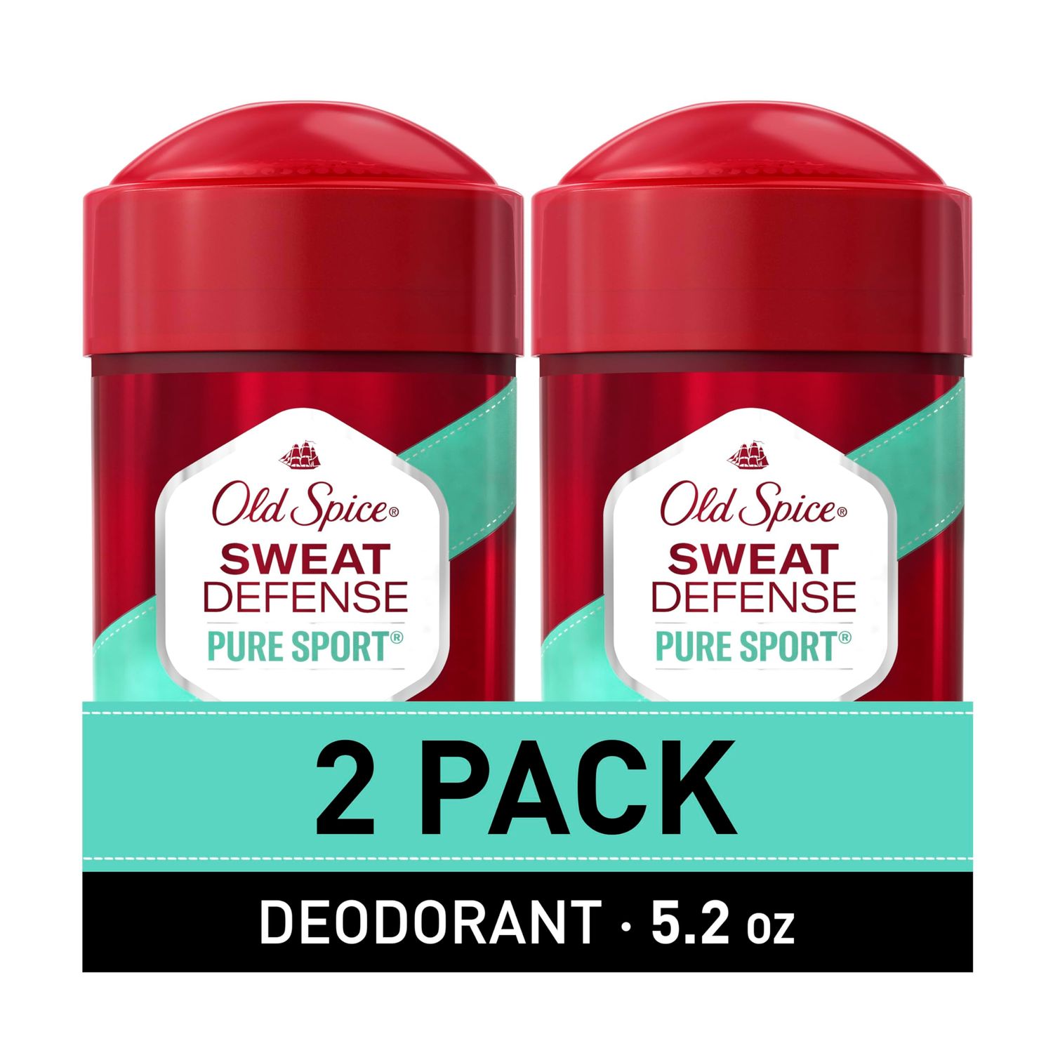 Old Spice Sweat Defense Antiperspirant &amp; Deodorant for Men, 24/7 Ultimate Sweat Protection, Long Lasting Scent, Soft Solid, Pure Sport Scent, 2.6 oz (Pack of 2)