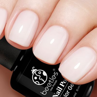 Beetles Neutral Gel Nail Polish 15ml Milky White Jelly Gel Polish Set Nude Color Translucent Nail Gel Soak Off UV LED Nail Lamp Nail Concealer Jelly Sheer Gel Polish Nail Art Gel 0.5Oz