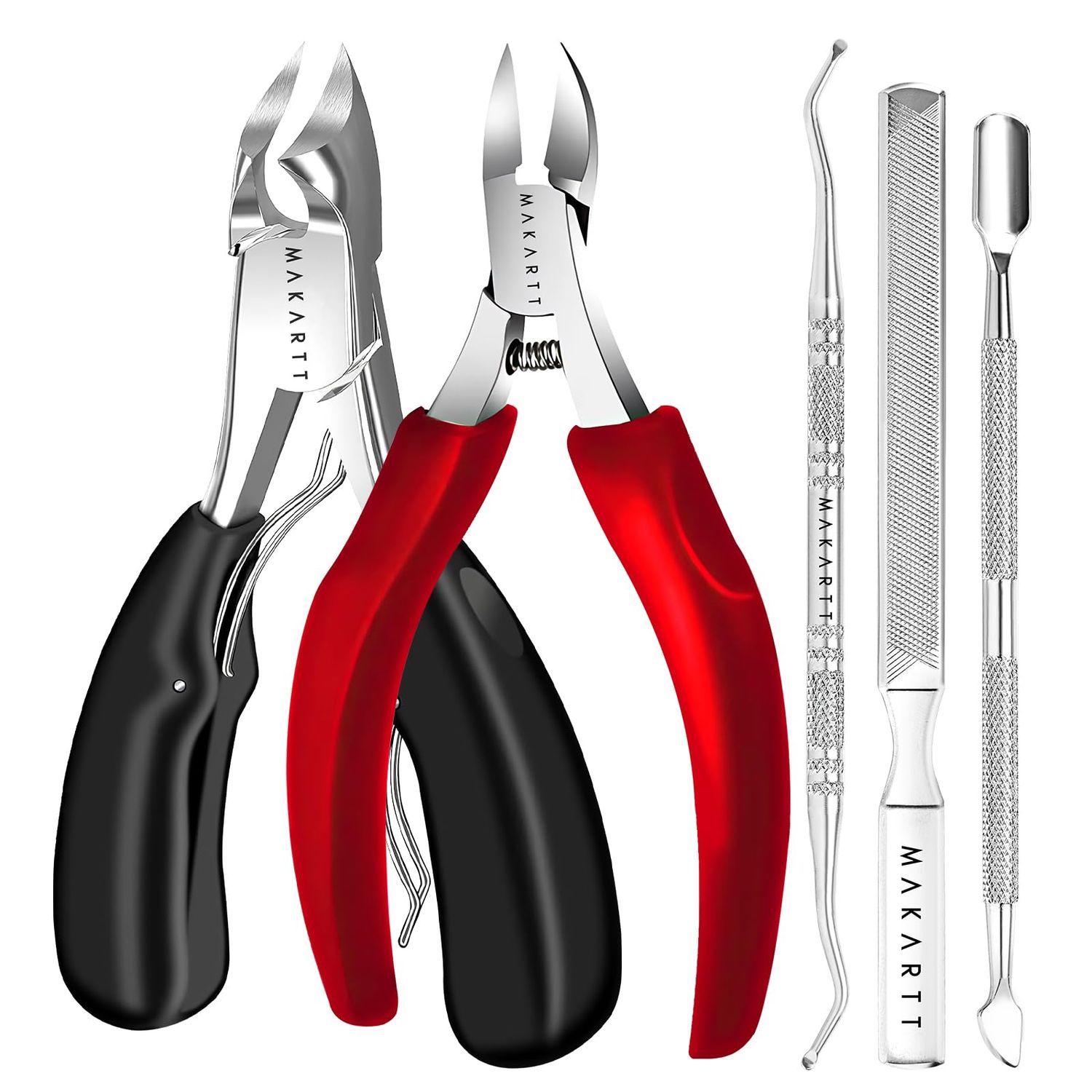 Makartt Toenail Clippers, 5-in-1 Stainless Steel Nail Clipper Set for Thick or Ingrown Toenails, Professional Removal Kit for Men, Women &amp; Seniors