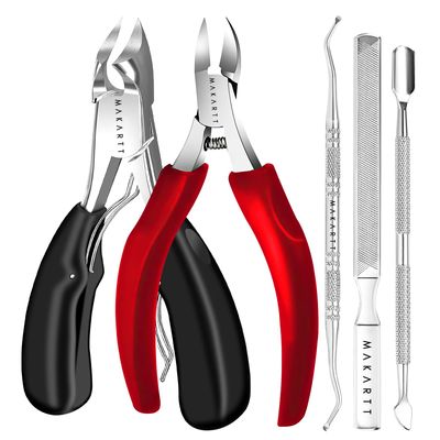 Makartt Toenail Clippers, 5-in-1 Stainless Steel Nail Clipper Set for Thick or Ingrown Toenails, Professional Removal Kit for Men, Women &amp; Seniors